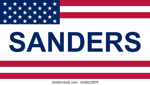 Democrat USA election 2020 design. Vote for Bernie Sanders.  2020 United States of America presidential election button design. Patriotic stars and stripes theme.