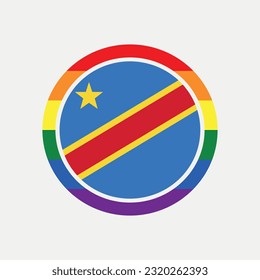 Democratic Congo country flag circle - lgbt flag graphic element Illustration template design
