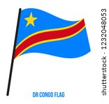 Democratic Congo Flag Waving Vector Illustration on White Background. Democratic Congo National Flag.