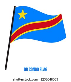 Democratic Congo Flag Waving Vector Illustration on White Background. Democratic Congo National Flag.