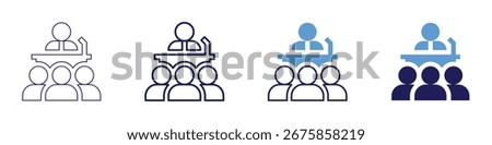 Democratic consolidation icon in 4 different styles. Thin Line, Line, Bold Line, Duotone. Duotone style. Editable stroke.