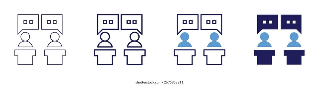 Democratic discourse icon in 4 different styles. Thin Line, Line, Bold Line, Duotone. Duotone style. Editable stroke.