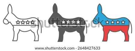 Democratic donkey icon collection, election and democrat, donkey sign vector set graphics, editable stroke linear icon, eps 10
