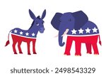 Democratic Donkey republican Elephant cartoon. Vector illustration