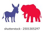 Democratic Donkey republican Elephant. Vector 