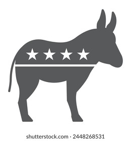 Democratic donkey solid icon, glyph style icon for web site or mobile app, election and politics, democratic donkey vector icon, simple vector illustration, vector graphics.