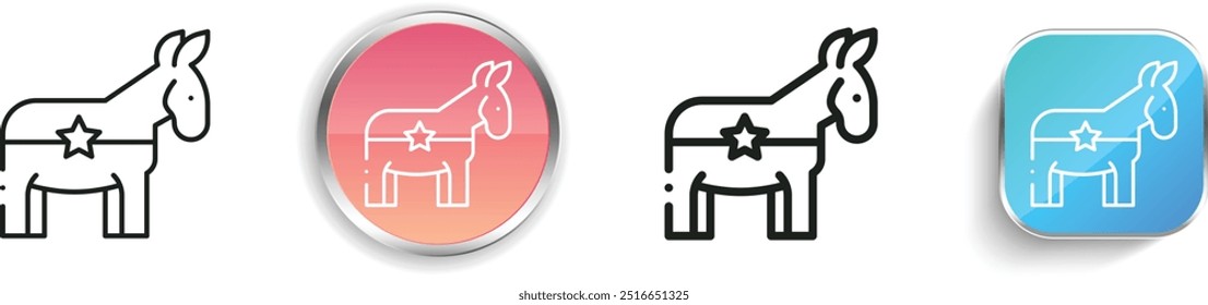 democratic icon. Thin Linear, Regular and Button Style Design Isolated On White Background