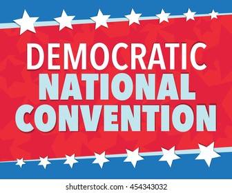 Democratic National Convention, Red, White, And Blue Poster With Stars