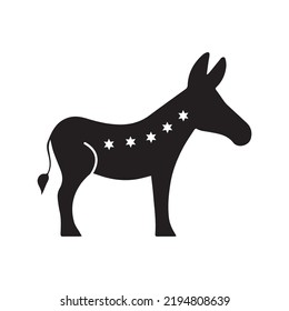 Democratic Party Donkey Icon | Black Vector Illustration |