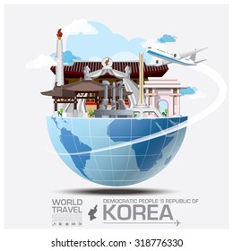 Democratic People 's Republic Of Korea Landmark Global Travel And Journey Infographic Vector Design Template