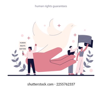 Democratic political system and democracy principle. Equality and individual freedom. Human rights security. Flat vector illustration