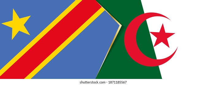 Democratic Republic of the Congo and Algeria flags, two vector flags symbol of relationship or confrontation.