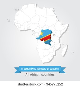 Democratic Republic of Congo. All the countries of Africa. Flag version.