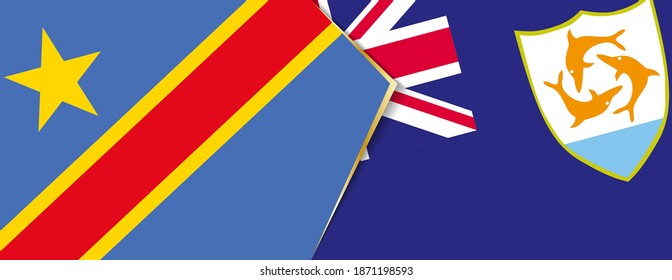 Demokratische Republik Kongo und Anguilla-Flaggen, zwei Vektorflaggen Symbol für Beziehung oder Konfrontation.
