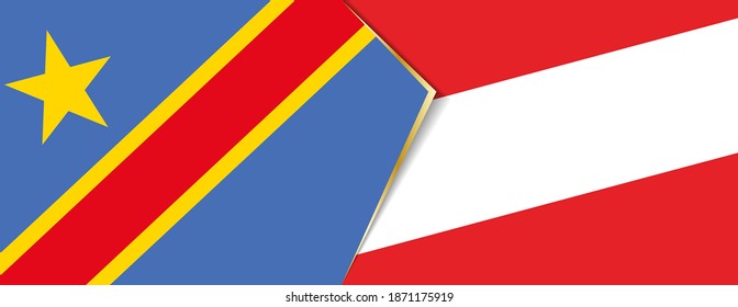 Democratic Republic of the Congo and Austria flags, two vector flags symbol of relationship or confrontation.
