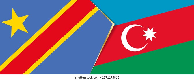 Democratic Republic of the Congo and Azerbaijan flags, two vector flags symbol of relationship or confrontation.
