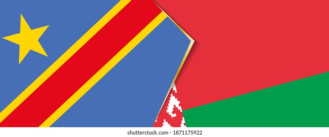 Democratic Republic of the Congo and Belarus flags, two vector flags symbol of relationship or confrontation.