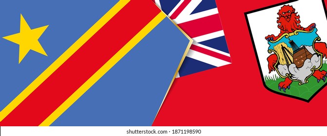 Banderas de la República Democrática del Congo y las Bermudas, dos banderas vectoriales símbolo de relación o enfrentamiento.