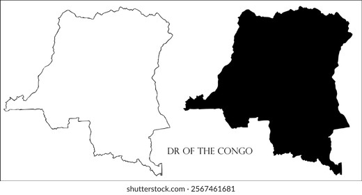 Democratic Republic of the Congo Blank Map, Democratic Republic of the Congo Map Outline Vector Images