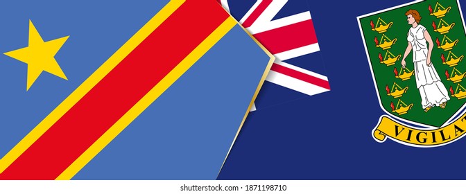 Democratic Republic of the Congo and British Virgin Islands flags, two vector flags symbol of relationship or confrontation.