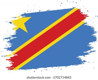 Demokratische Republik Kongo Pinsel Design Fahne Vektor mit transparentem Hintergrund 