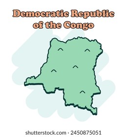 Icono de mapa en color de la República Democrática del Congo en estilo cómico. Pictograma de ilustración de Country. Nation geography atlas concepto de negocios.	