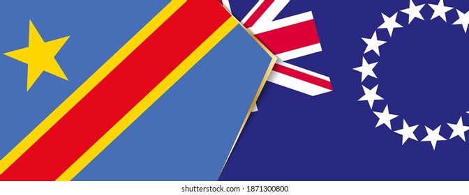 Democratic Republic of the Congo and Cook Islands flags, two vector flags symbol of relationship or confrontation.