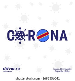 Democratic Republic of the Congo Coronavirus Typography. COVID-19 country banner. Stay home, Stay Healthy. Take care of your own health