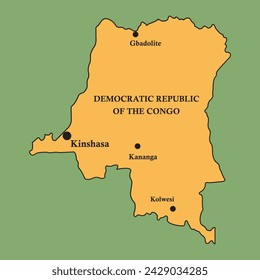 Demokratische Republik Kongo Länderkarte, Vektor-Illustration Design Hintergrund