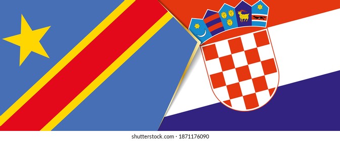 Democratic Republic of the Congo and Croatia flags, two vector flags symbol of relationship or confrontation.