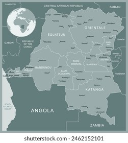 Democratic Republic of the Congo - detailed map with administrative divisions country. Vector illustration