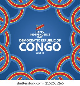 Democratic Republic of Congo or DR Congo independence day vector template with ribbon flags. African country public holiday.