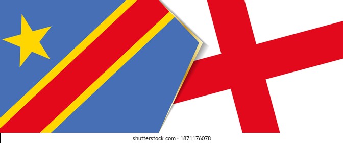 Democratic Republic of the Congo and England flags, two vector flags symbol of relationship or confrontation.