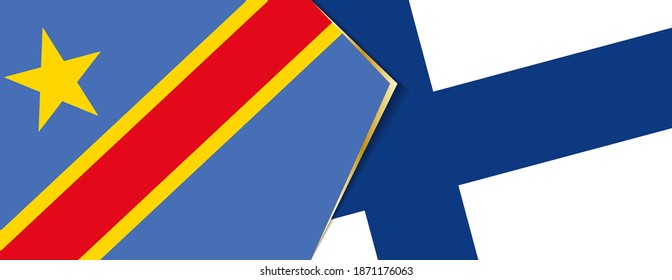 Democratic Republic of the Congo and Finland flags, two vector flags symbol of relationship or confrontation.