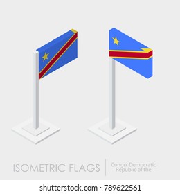Democratic Republic of the Congo flag 3d isometric style