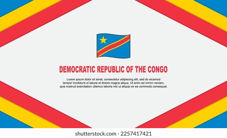 Plantilla De Diseño De Fondo Del Resumen De La Bandera De La República Democrática Del Congo. Ilustración Del Vector De Caricaturas De La Independencia De La República Democrática Del Congo. Plantilla De La República Democrática Del Congo
