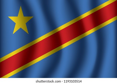 Democratic Republic of the Congo flag background with cloth texture. Democratic Republic of the Congo Flag  vector illustration eps10.