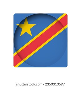 Demokratische Republik Kongo-Flagge - hinter dem zerschnittenen Kreissenpapier-Loch mit innerem Schatten.