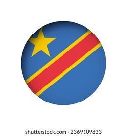 Bandera de la República Democrática del Congo - detrás del agujero de papel circular con sombra interior.