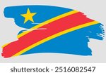 Democratic Republic Congo flag brush paint texture. Grunge DRC flag. Congo emblem brush concept