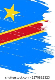 Democratic Republic of the Congo
 flag with brush paint textured isolated  on png or transparent background