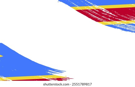 Democratic Republic of Congo Flag with Brush Stroke Effect, Grunge brush stroke. Watercolor painting flag design.