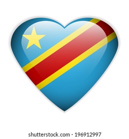 Democratic Republic of the Congo flag button on a white background. Vector illustration.