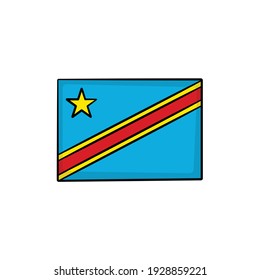 Democratic Republic of the Congo flag in drawing style isolated vector. Hand drawn object illustration for your presentation, teaching materials or others.