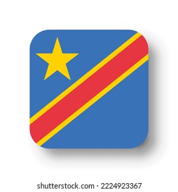 Democratic Republic of the Congo flag - flat vector square with rounded corners and dropped shadow.