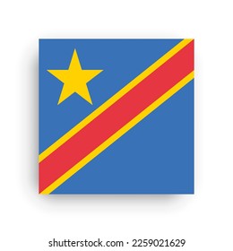 Democratic Republic of the Congo flag - flat vector square with sharp corners and dropped shadow.