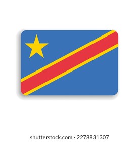 Democratic Republic of the Congo flag - flat vector rectangle with rounded corners and dropped shadow.