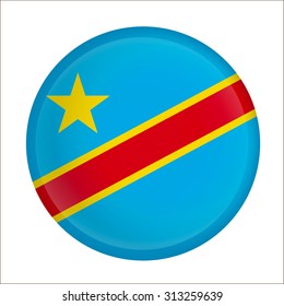 Democratic Republic of Congo flag Glossy Button - Vector