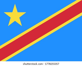 Diseño gráfico de la bandera de la República Democrática del Congo. Antecedentes de viaje y fondos de escritorio.