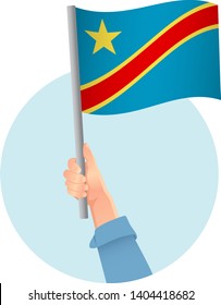 Democratic Republic of the Congo flag in hand icon